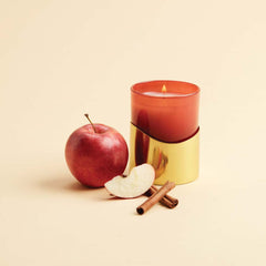 Thymes Simmered Cider Harvest 8.5 oz. Red Poured Candle with Gold Sleeve